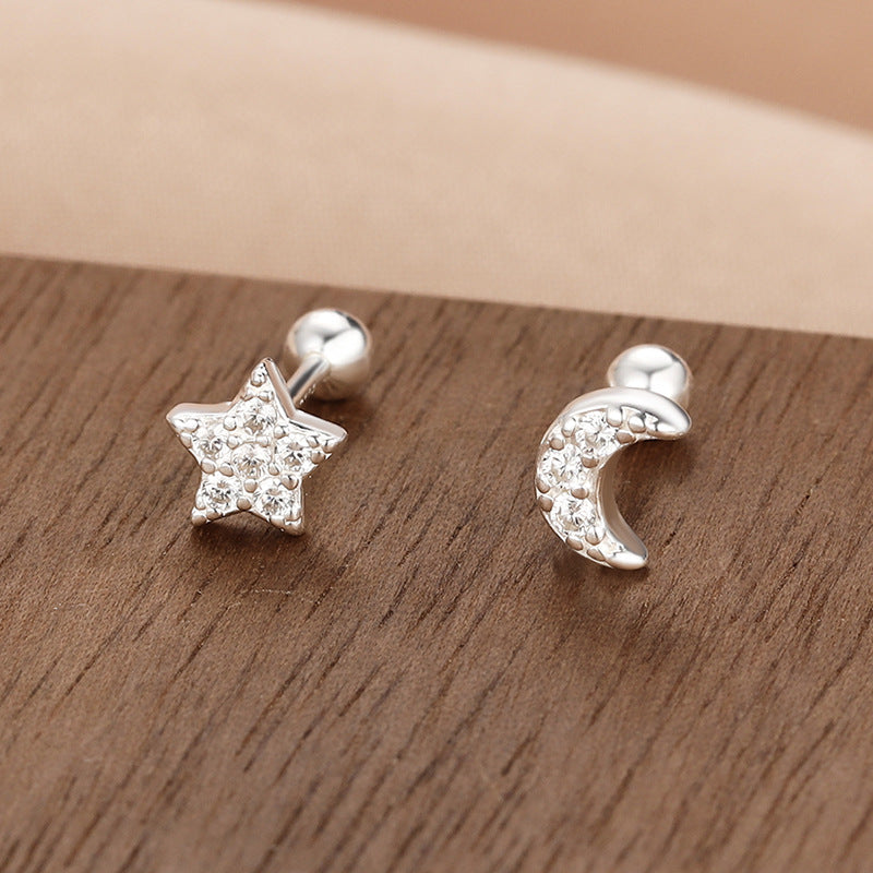 Wholesale S999 Sterling Silver Screw Pattern Simple Temperament Small Ear Bone Stud Earrings
